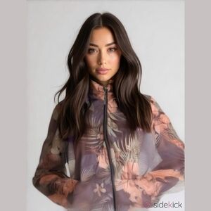 ETAGE Neutrals Floral Bohemian Lightweight Puffer Jacket Size 6